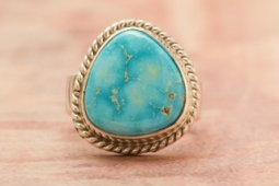 Native American Jewelry Genuine Kingman Turquoise Sterling Silver Ring